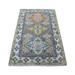 Shahbanu Rugs Colorful Gray Fusion Kazak Pure Wool Hand Knotted Oriental Rug (3'3" x 5'0") - 3'3" x 5'0"