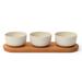 Leo 3pc Bowl Set w/ Bamboo Tray, White