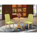 East West Furniture 3 Piece Dining Set - 1 Pedestal Table and 2 Dining Room Chair - (Finish & Upholstered Type Options))