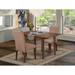 East West Furniture Kitchen Table Set- a Rectangle Table and Brown Linen Linen Fabric Chairs, Mahogany(Pieces Options)