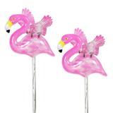 Exhart 2 Piece Solar Pink Flamingo WindyWing Stakes with Pink LED lights, 4.5 by 27.5 Inches
