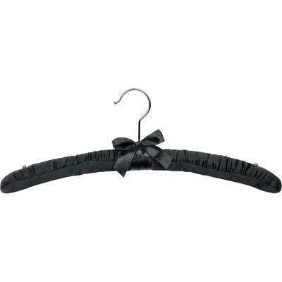 Black Satin Padded Top Hangers, Thick Padded Hangers with Box and Shoulder Studs