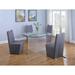 Somette Valor 5-Piece Surfboard Glass Dining Set with Grey Fully Upholstered Chairs