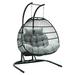 LeisureMod Black Wicker 2-seat Folding Hanging Egg Swing Chair