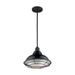 Newbridge 1-Light Large Pendant Fixture - Gloss Black Finish with Silver and Textured Black Accents - Gloss Black / Silver