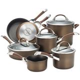 Circulon Symmetry Hard-Anodized Nonstick Cookware Induction Pots and Pans Set, 11-Piece, Chocolate