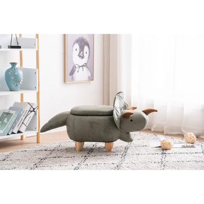 Animal Dinosaur Green Storage Upholstered Kids Ottoman