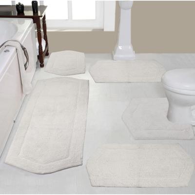 Waterford Collection 100% Cotton Non-Slip Bathroom Rug Set, Machine Washable Bath Rug, 5 Piece Bath Mat Set with Contour
