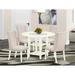 East West Furniture 5 Piece Dining Set- a Dining Table and 4 Cream Linen Fabric Upholstered Parson Chairs, Linen White