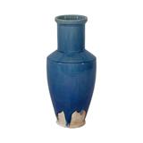 Artissance Long Neck Round Vase, 12 Inch Tall, Antique Blue