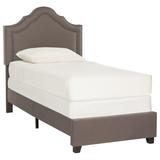 SAFAVIEH Theron Dark Taupe Linen Upholstered Bed (Twin)