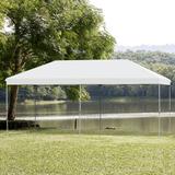 Outsunny 10' x 20' Heavy Duty Pop Up Canopy with Durable Steel Frame, 3-Level Adjustable Height and Storage Bag, Party Tent