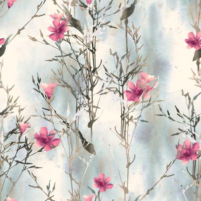 Fustous Seamless Floral Wallpaper - 10'ft H x 24''inch W