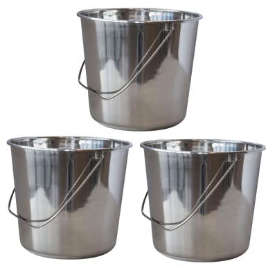 AmeriHome Large Stainless Steel Bucket Set – 3 Piece