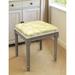 Chartreuse Tuscan Floral Vanity Stool with distressed grey finish