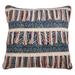 Fringed Pillow With Block Print Embroidered Design