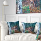 Designart 'Wandering Tiger in Forest' Animal Throw Pillow