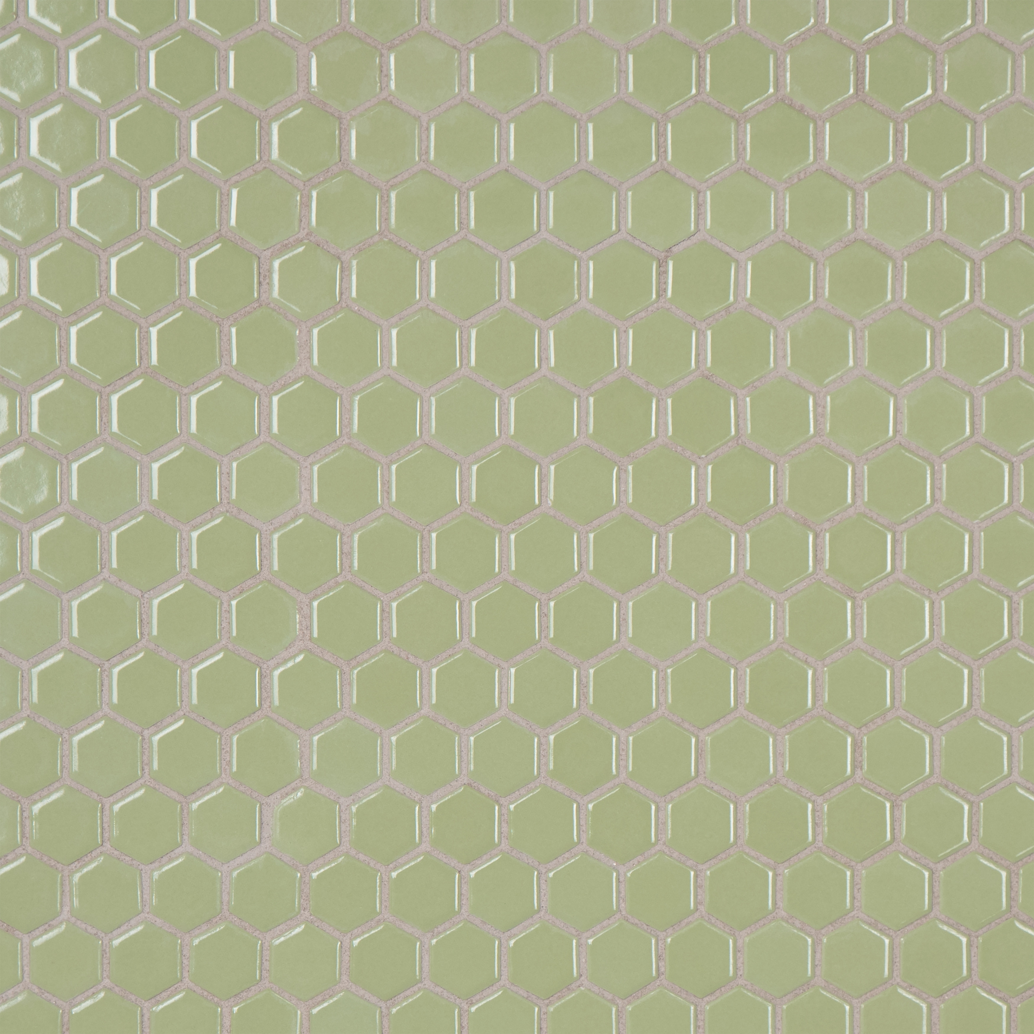 SomerTile Metro Hex 1" Glossy Olive 11.86" x10.25" Porcelain Mosaic Floor and Wall Tile