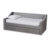 Raphael Modern Velvet Fabric Upholstered Daybed with Trundle