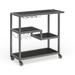 SEI Furniture Glenn Glass Top Grey Metal Bar Cart