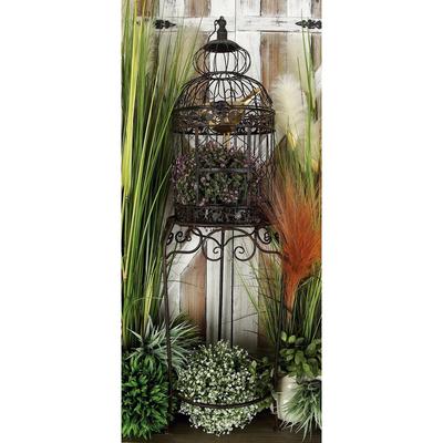 Black Metal Indoor Outdoor On Removable Stand Birdcage with Latch Lock Closure and Top Hook