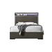 Wooden Eastern King Bed with LED Storage Shelf, Gray