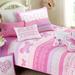 Cami Butterfly Cotton Pink Floral Quilt Bedding Set With Decorative Throw Pillows