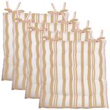 Fabstyles Tufted Set of 4 Broadway Stripe Cotton Chairpads with Ties - 16x16