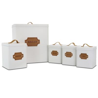 MegaChef Kitchen Food Storage 5 Piece Cannister Set White