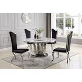 Best Quality Furniture Luxe White Marble Dining Set w/ Lazy Susan