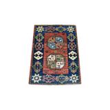 Shahbanu Rugs Red Afghan Ersari With Elephant Feet Design Organic Wool Hand Knotted Oriental Rug (2'1" x 2'10") - 2'1" x 2'10"