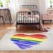 Pride Rainbow Colorful Brushstroke Heart LGBTQ Non-Slip Indoor Outdoor Area Rug Carpet - 5' x 7'