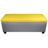 Mid Century Modern Grey Faux Leather Storage Bench Ottoman