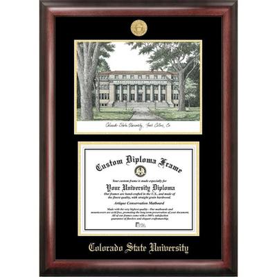 Colorado State University 11w x 8.5h Gold Embossed Diploma Frame with Campus Images Lithograph