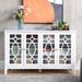 HOMCOM Wood Accent Sideboard Buffet Serving Storage Cabinet with 4 Framed Glass Doors, Adjustable Shelves - 54"W x 15.5"D x 32"H