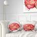 Designart 'Red Rose Illustration with Splashes' Floral Throw Pillow