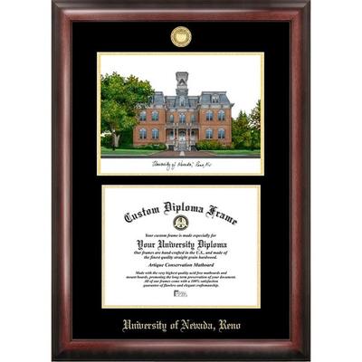 University of Nevada 11w x 8.5h Gold Embossed Diploma Frame with Campus Images Lithograph