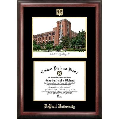 DePaul University 11w x 8.5h Gold Embossed Diploma Frame with Campus Images Lithograph