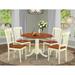 East West Furniture 5 Piece Kitchen Table Set- a Round Dining Room Table and 4 Solid Wood Seat Chairs, Buttermilk & Cherry