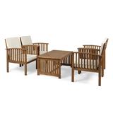 Carolina Outdoor 4-Seater Acacia Wood Club Chairs with Coffee Table by Christopher Knight Home