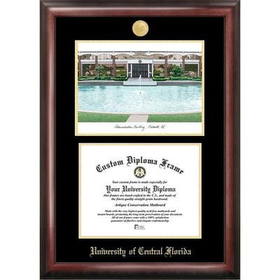 University of Central Florida 11w x 8.5h Gold Embossed Diploma Frame with Campus Images Lithograph