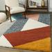 Merril Mid-century Modern Color Block Shag Area Rug