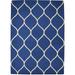 One of a Kind Hand-Tufted Modern & Contemporary 5' x 8' Trellis Wool Blue Rug - 5'1"x7'1"