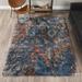 ADDISON Borealis Plush Abstract Shag Blue/Multi Area Rug (7'10"X10'7") - 7'10"X10'7"