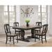 42"x64"x82" Double Pedestal Transitional Antiqued Grey Stone/Black Stone Napoleon Back 5-Piece Dining Set