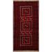 Geometric Red Balouch Oriental Runner Rug Handmade Hallway Carpet - 4'1" x 8'2"