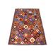 Shahbanu Rugs Brown Geometric Design Colorful Afghan Baluch Pure Wool Hand Knotted Oriental Rug (3'5" x 4'10") - 3'5" x 4'10"