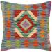 Boho Chic Venus Hand-Woven Turkish Kilim Throw Pillow 18 in. x 18