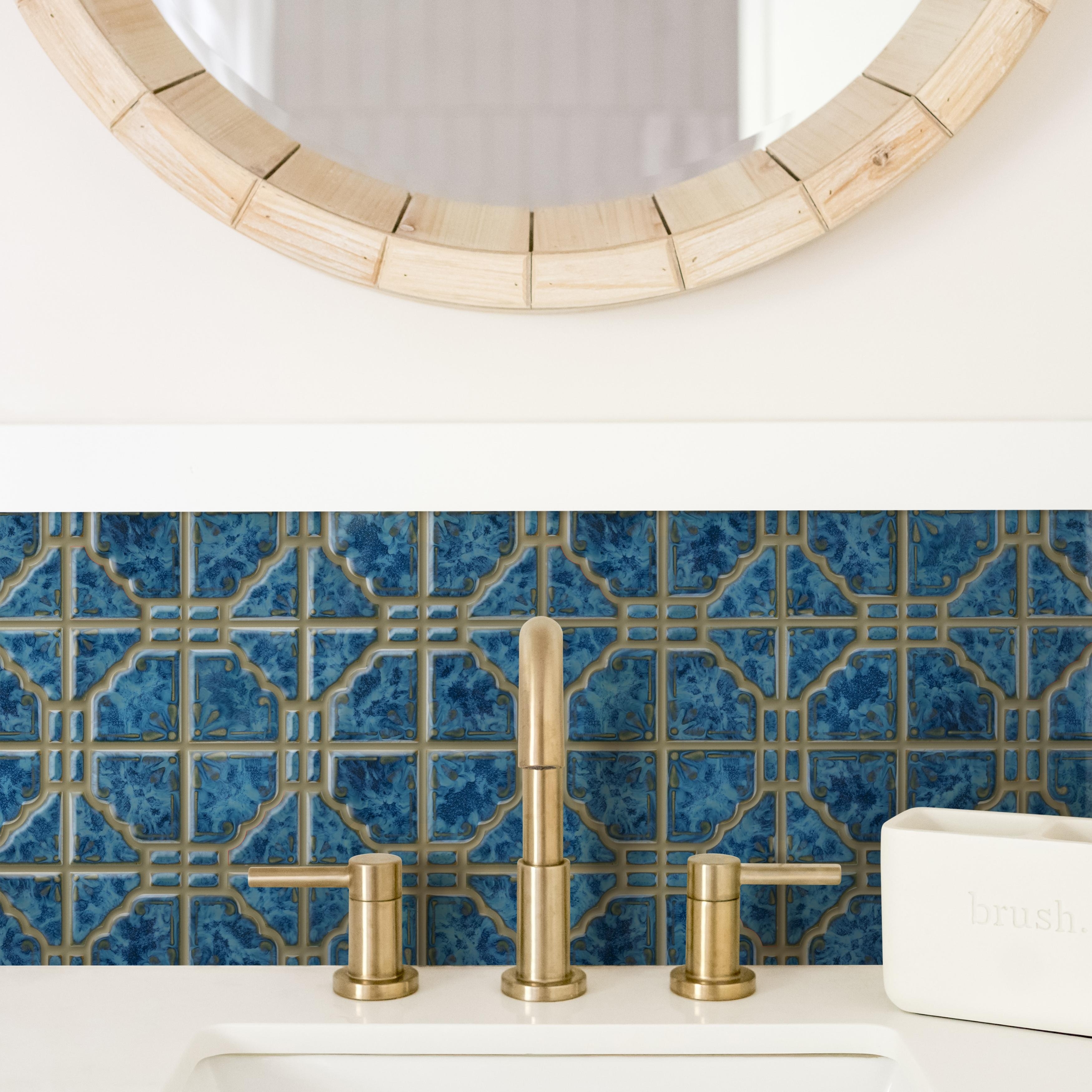 Merola Tile Hudson Moonbeam Pacific Blue 11-7/8" x 11-7/8" Porcelain Floor and Wall Tile
