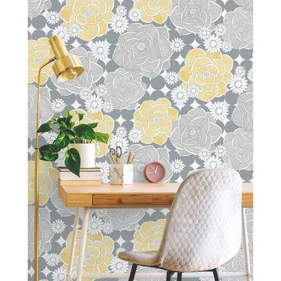 NextWall Retro Floral Peel and Stick Removable Wallpaper - 20.5 in. W x 18 ft. L